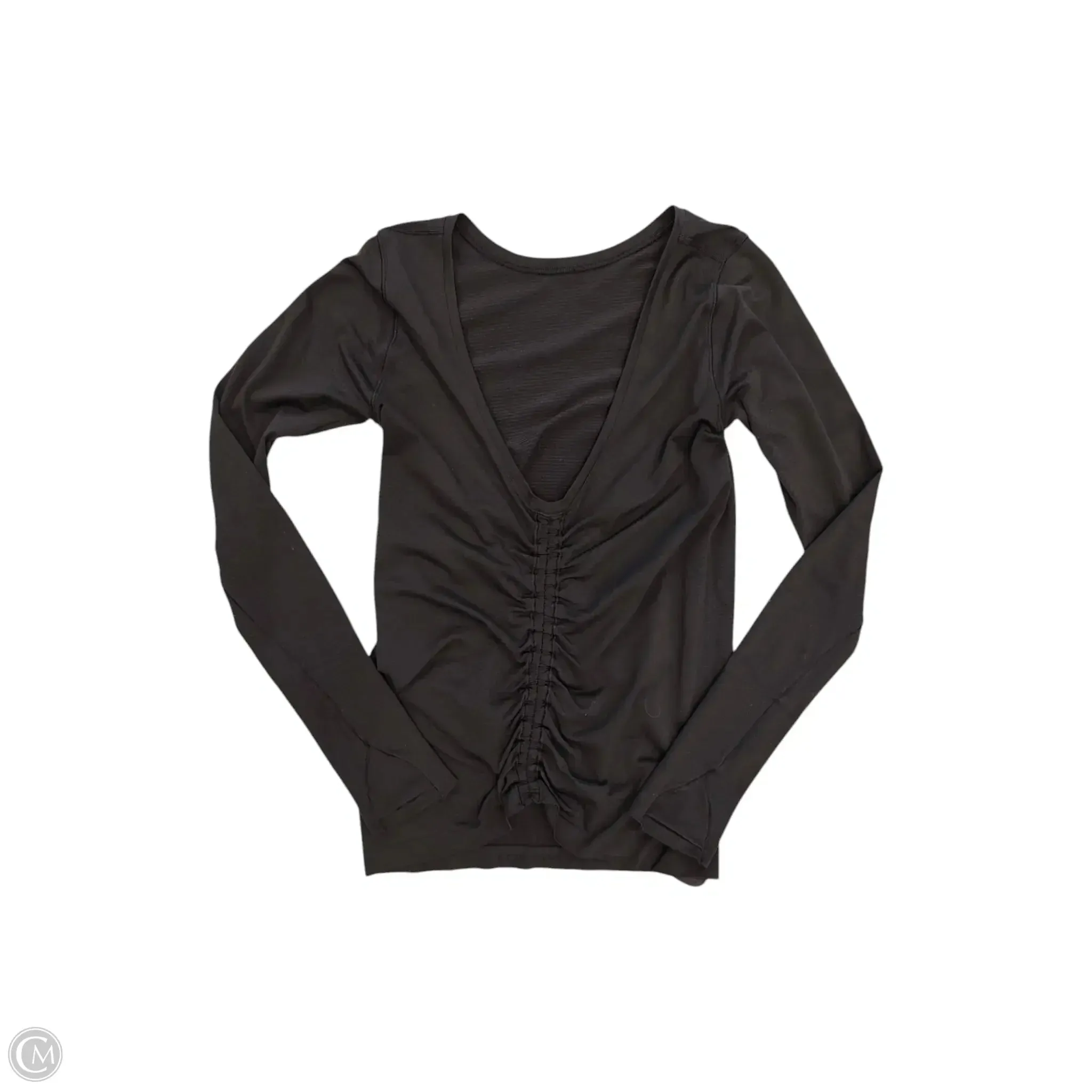 Athletic Top Long Sleeve Collar By Lululemon In Black, Size: L