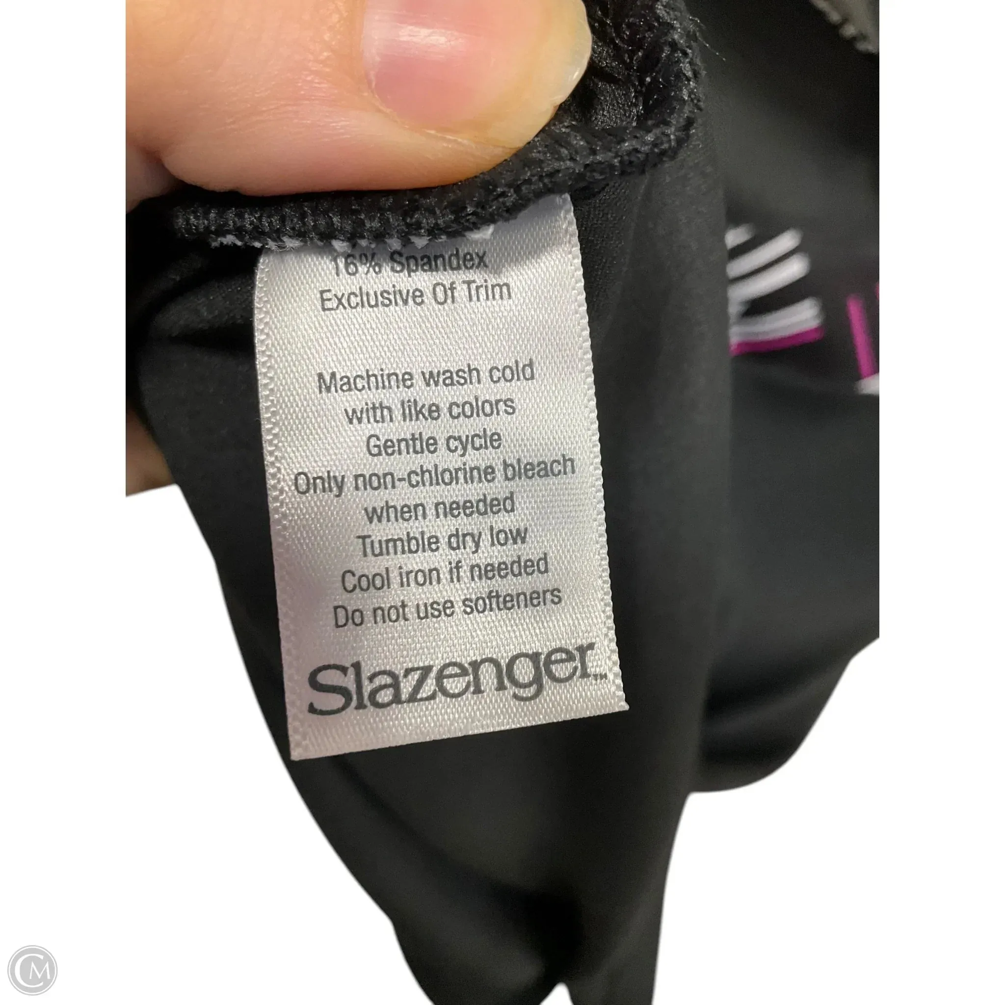 Athletic Top Long Sleeve Collar By Slazenger In Black, Size: M