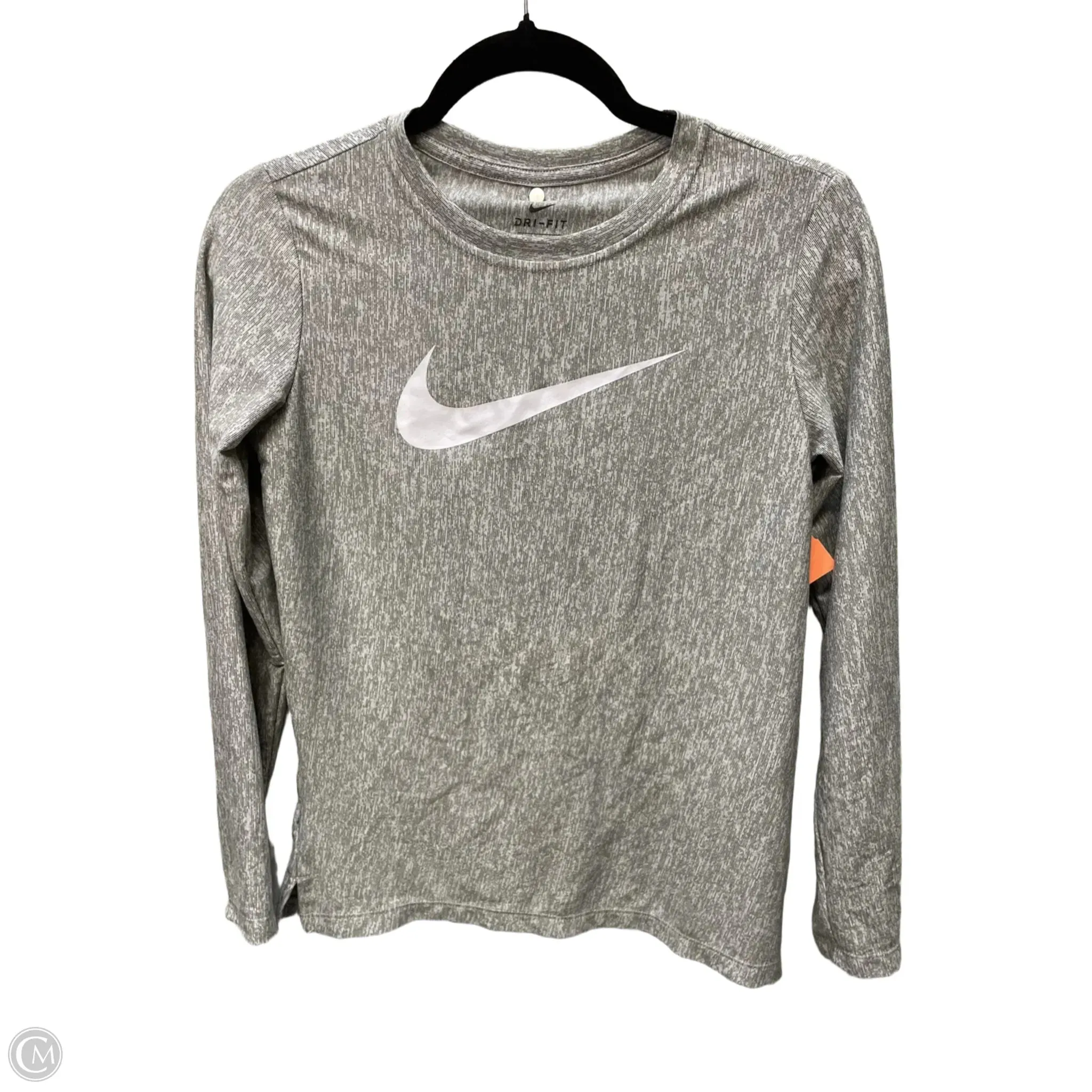 Athletic Top Long Sleeve Crewneck By Nike In Black & Grey, Size: L