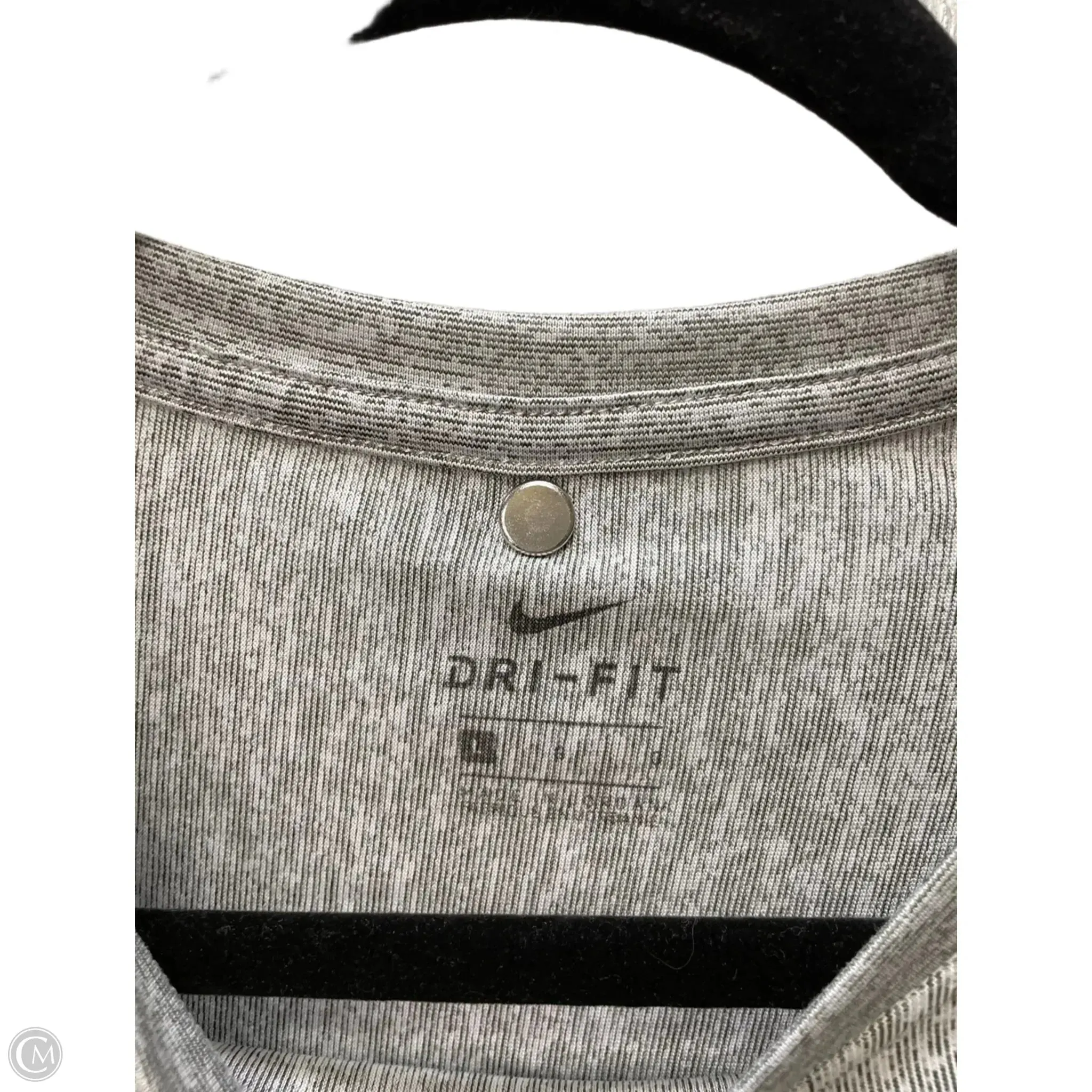 Athletic Top Long Sleeve Crewneck By Nike In Black & Grey, Size: L