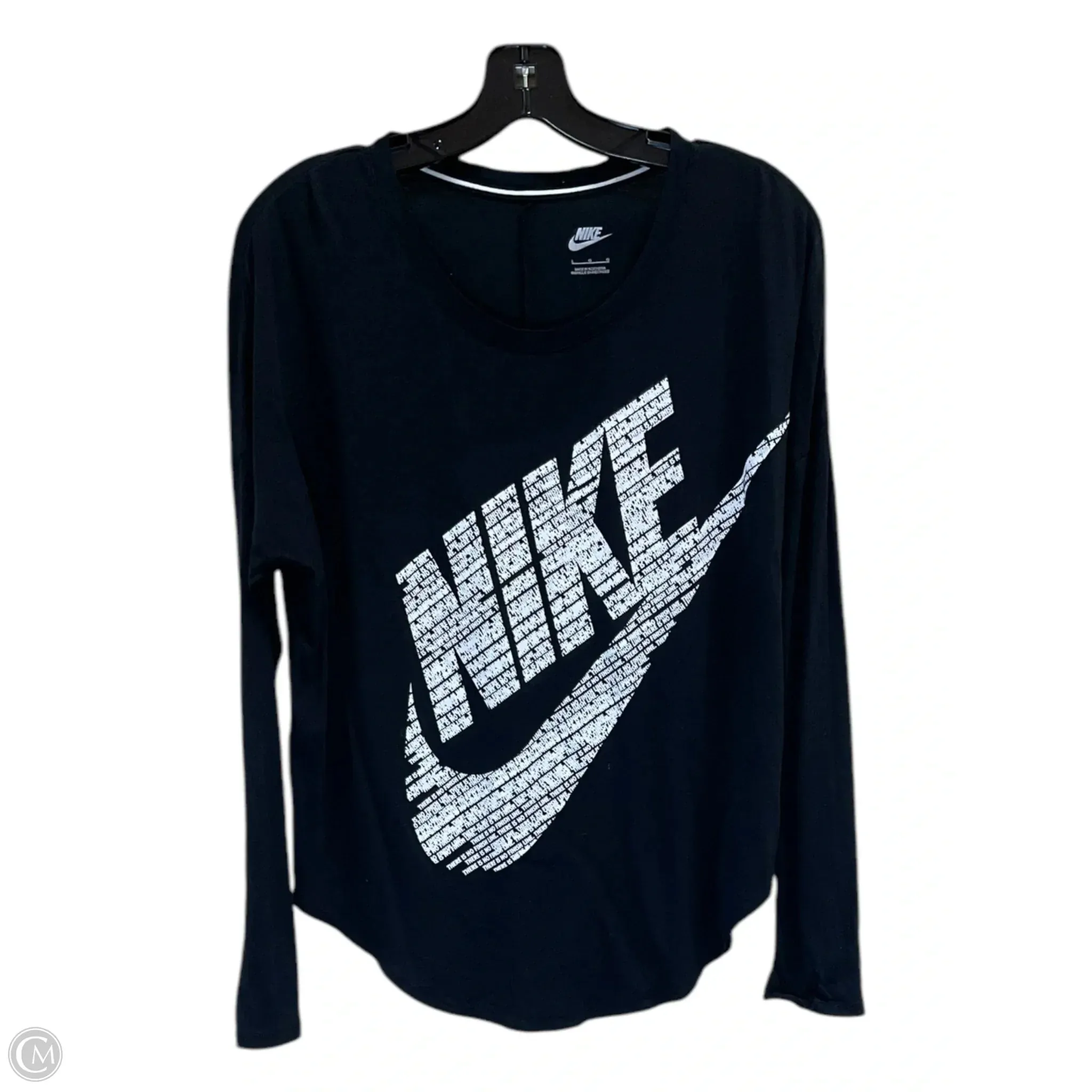 Athletic Top Long Sleeve Crewneck By Nike In Black, Size: L