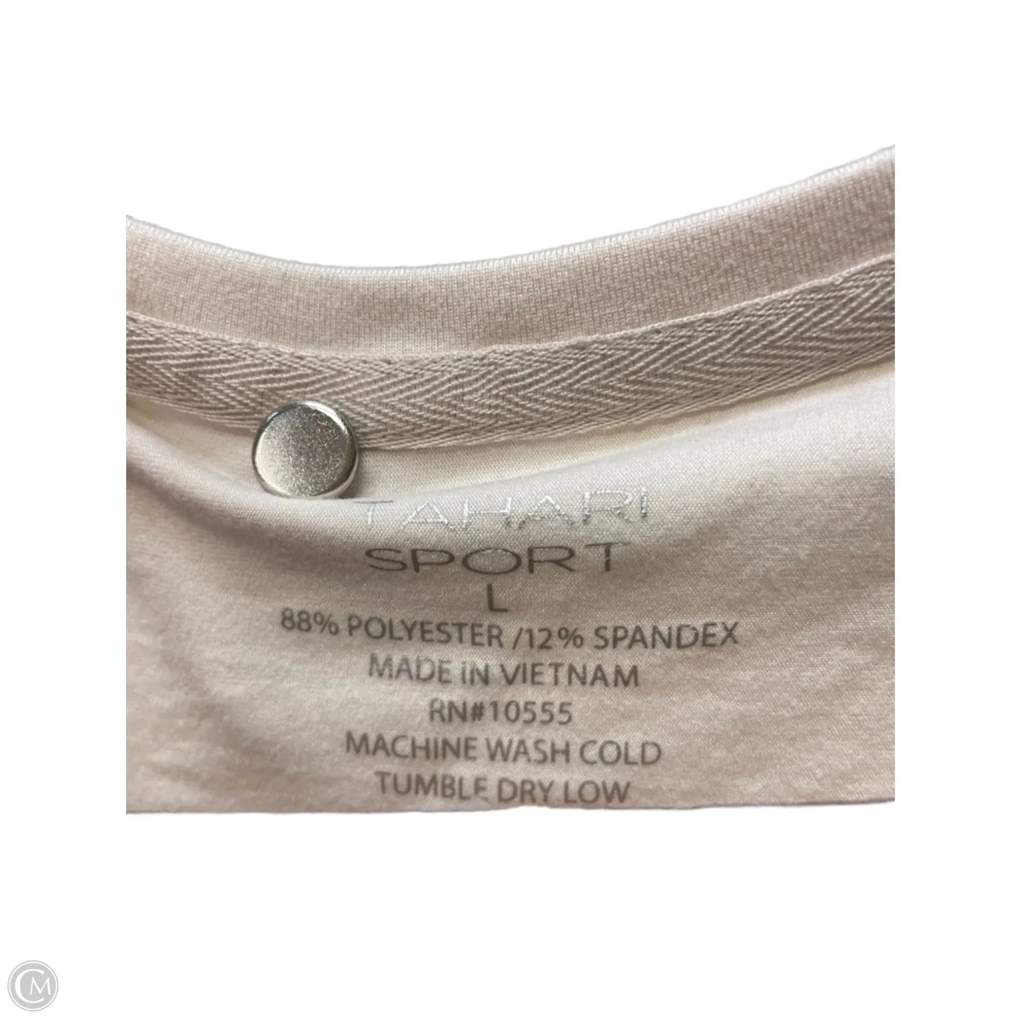 Athletic Top Long Sleeve Crewneck By Tahari By Arthur Levine In Cream, Size: L