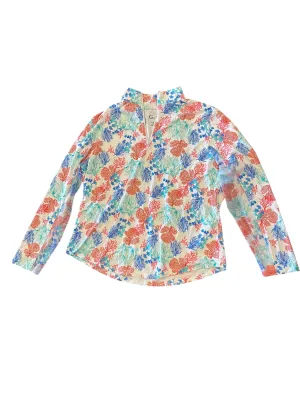 Athletic Top Ls Collar By Clothes Mentor In Tropical Print, Size:Xxl