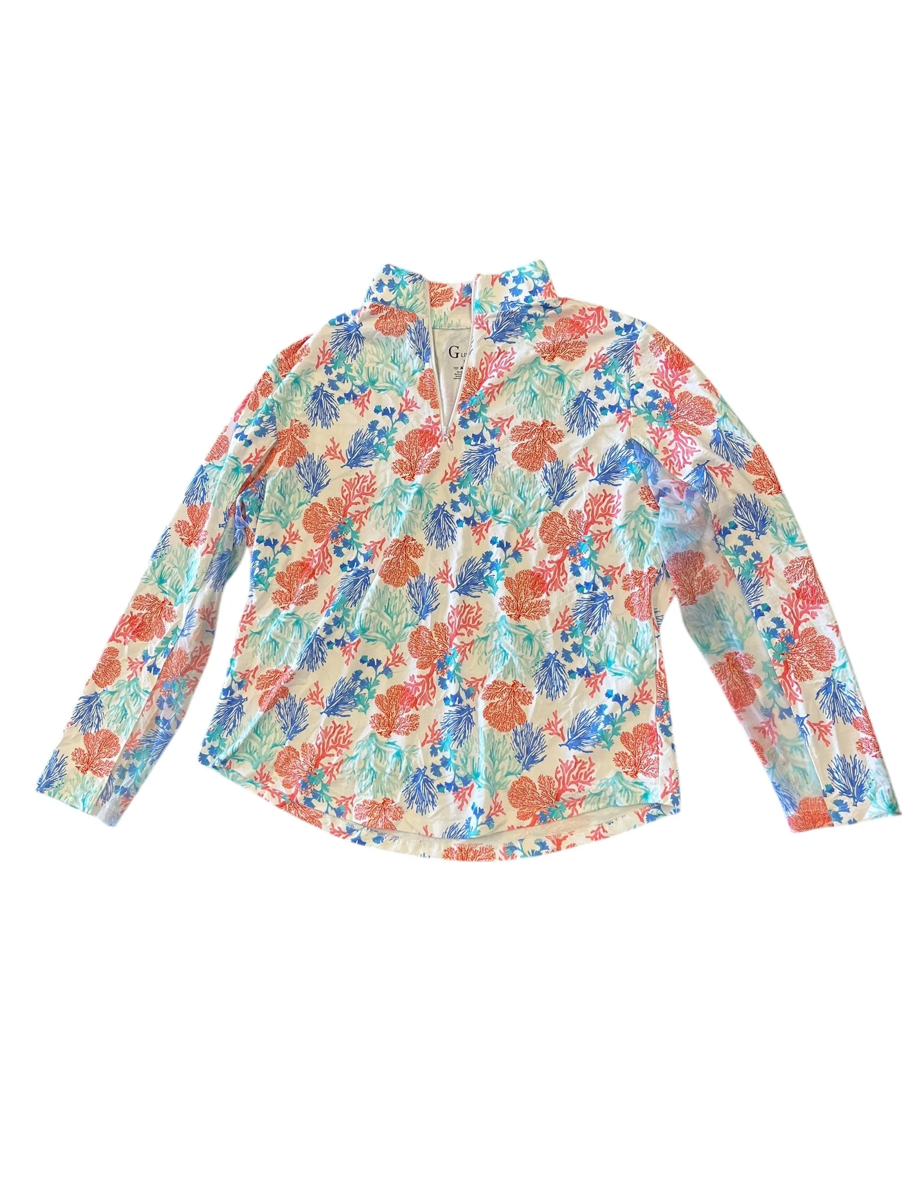Athletic Top Ls Collar By Clothes Mentor In Tropical Print, Size:Xxl