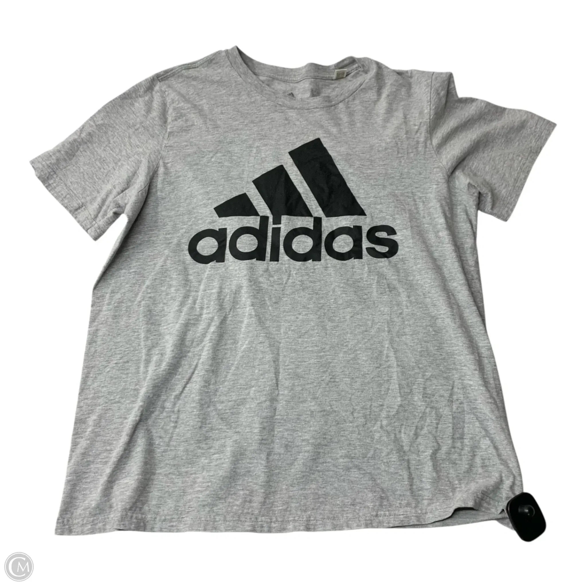 Athletic Top Short Sleeve By Adidas In Grey, Size: L
