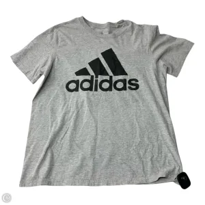 Athletic Top Short Sleeve By Adidas In Grey, Size: L