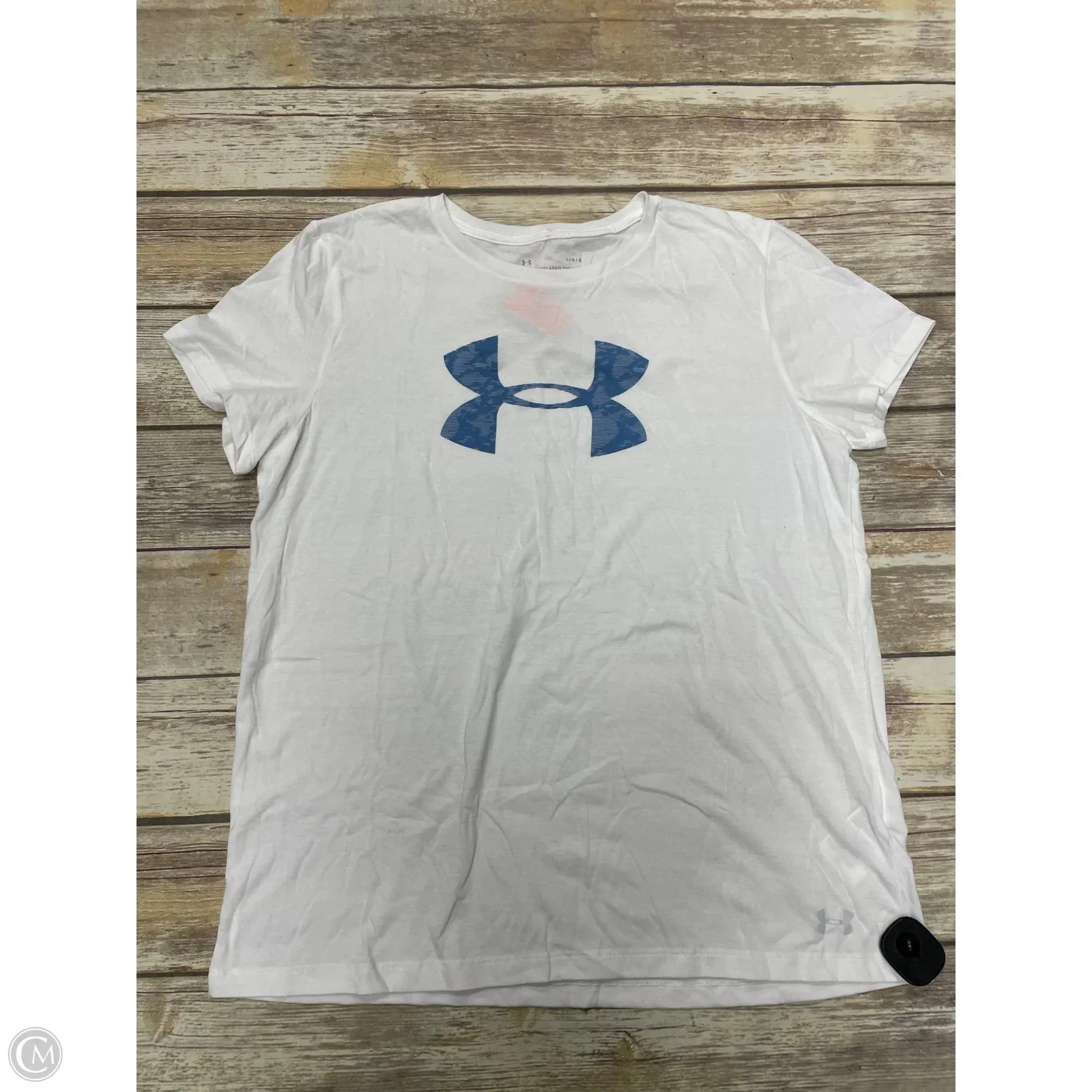 Athletic Top Short Sleeve By Under Armour In White, Size: L