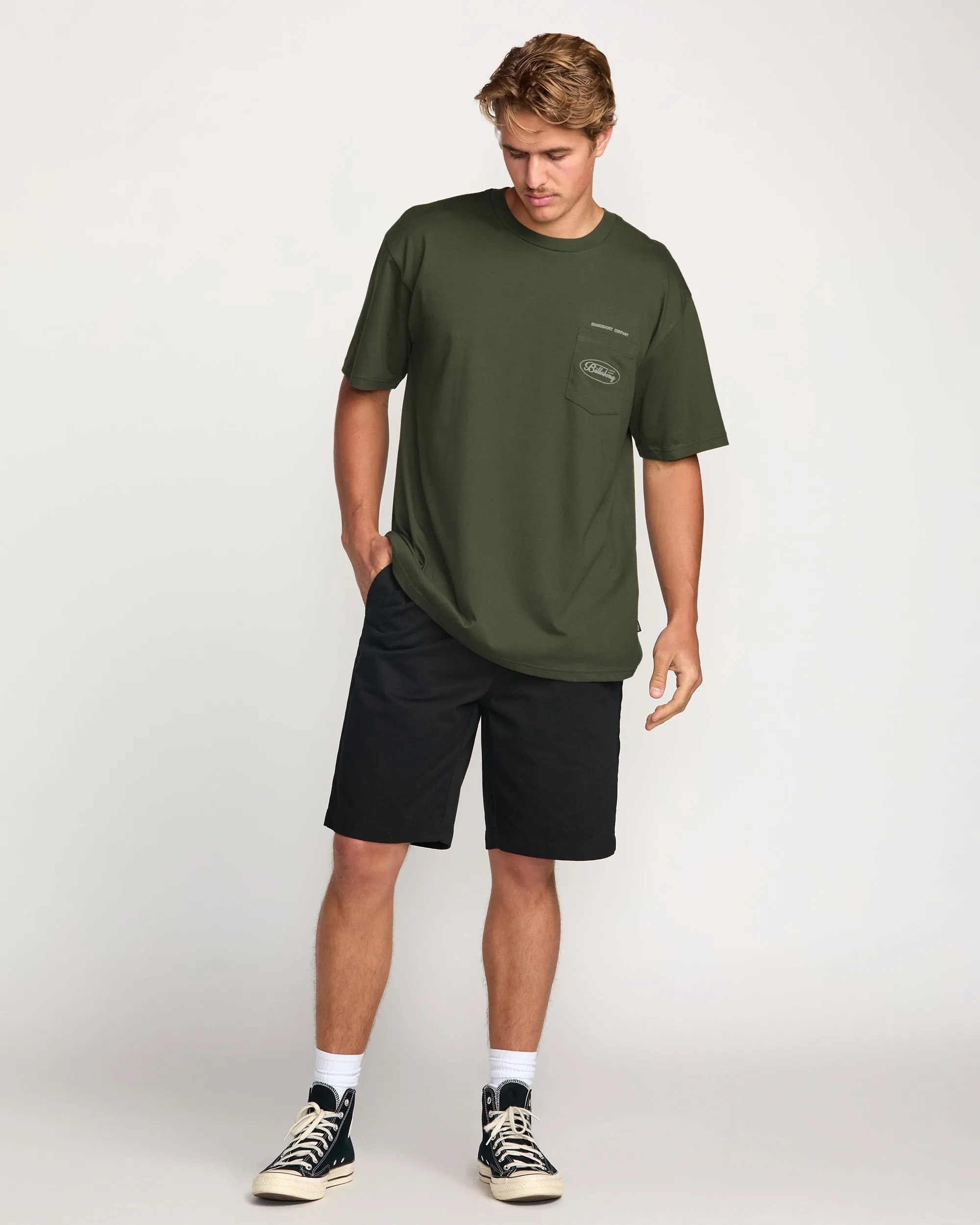 Bad Dog Pocket Regular Tee - Olive Billabong