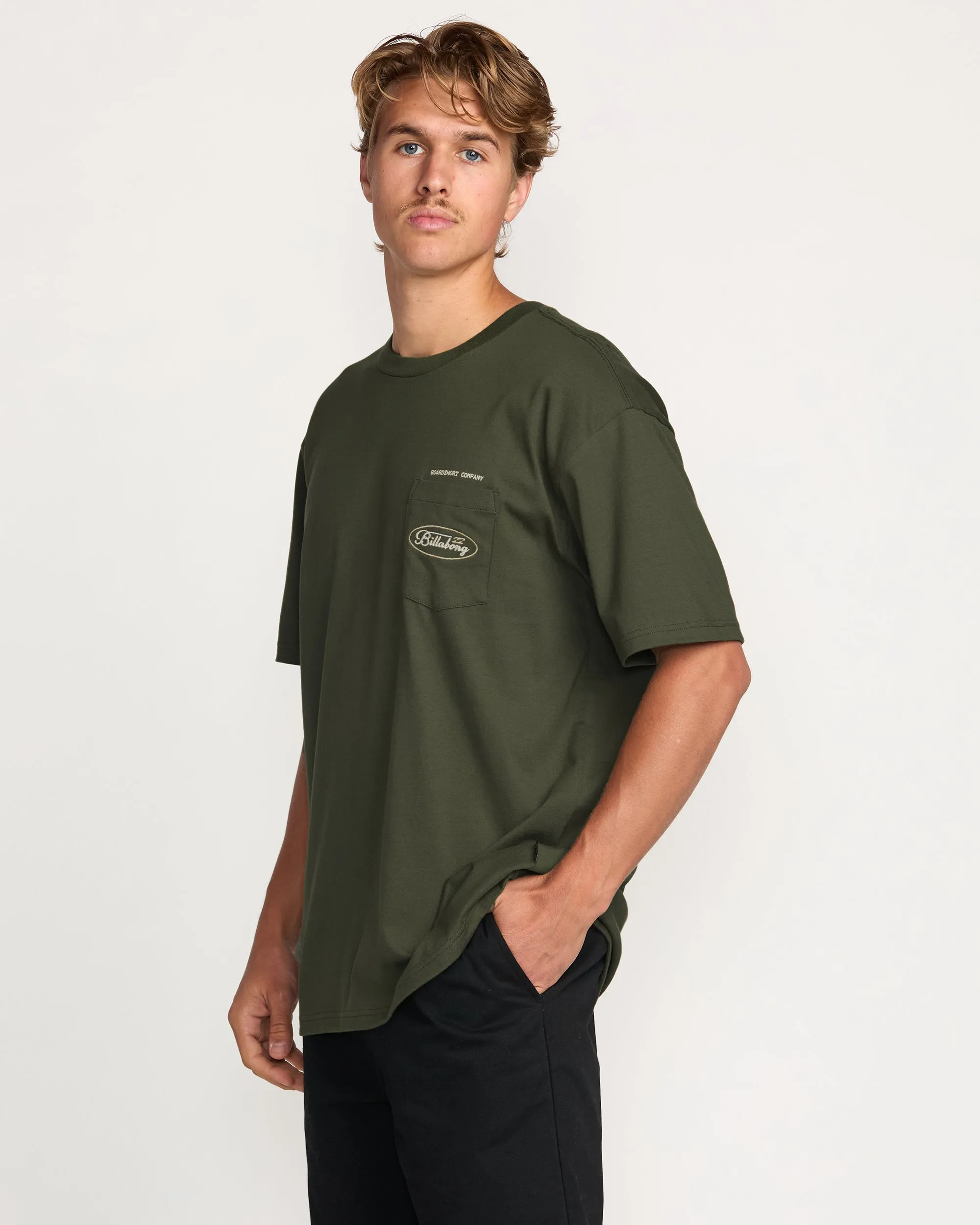 Bad Dog Pocket Regular Tee - Olive Billabong