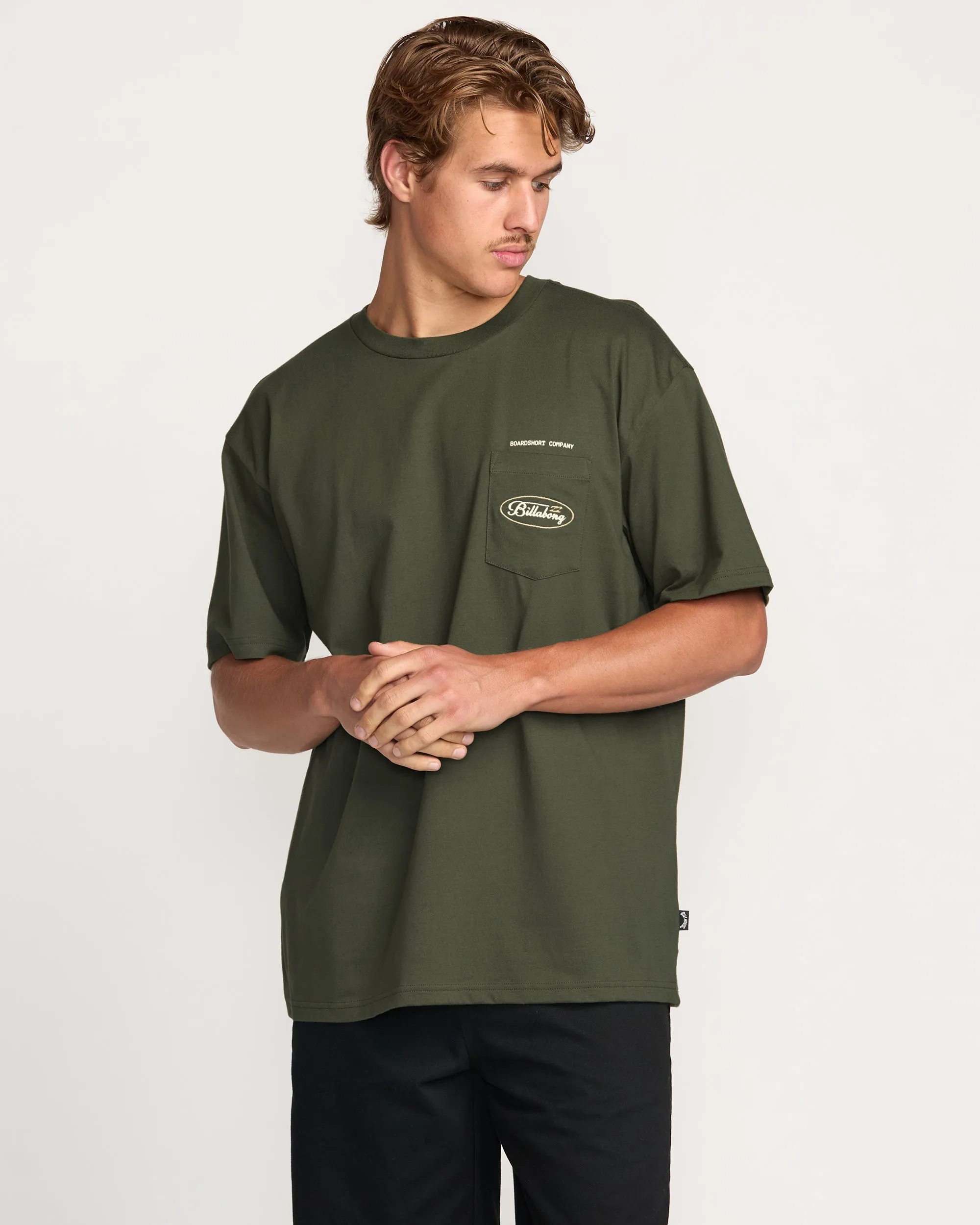 Bad Dog Pocket Regular Tee - Olive Billabong