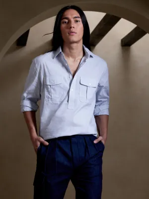 Barre Cotton-Linen Popover Shirt Banana Republic