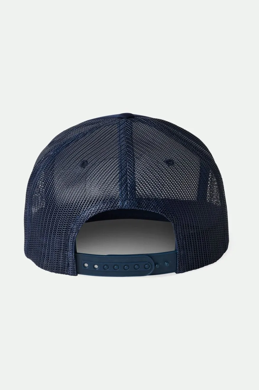 Bass Brains Boat MP Trucker Hat - Washed Navy Brixton