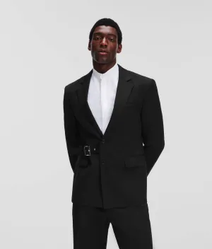 BELTED WOOL-BLEND BLAZER