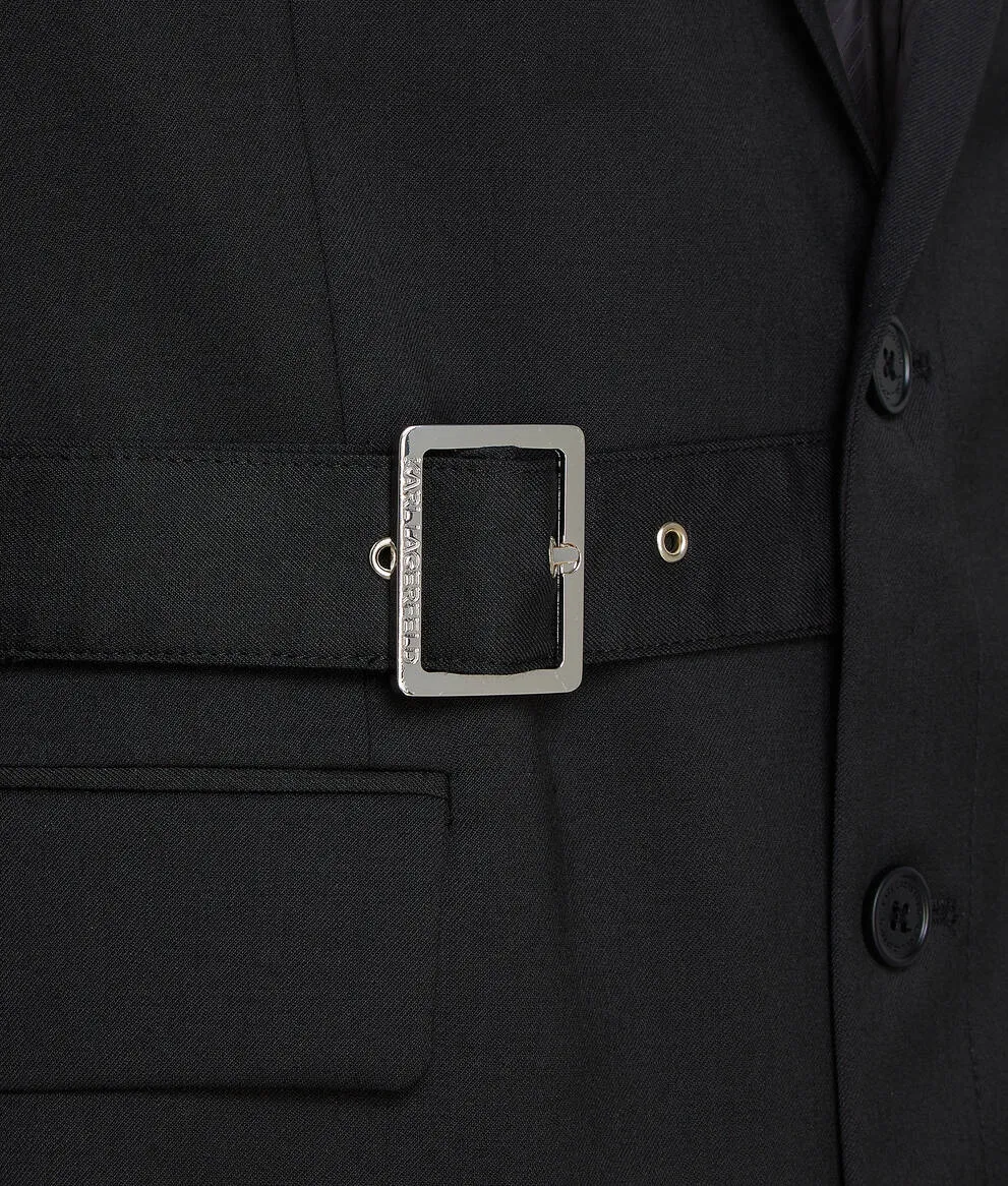 BELTED WOOL-BLEND BLAZER