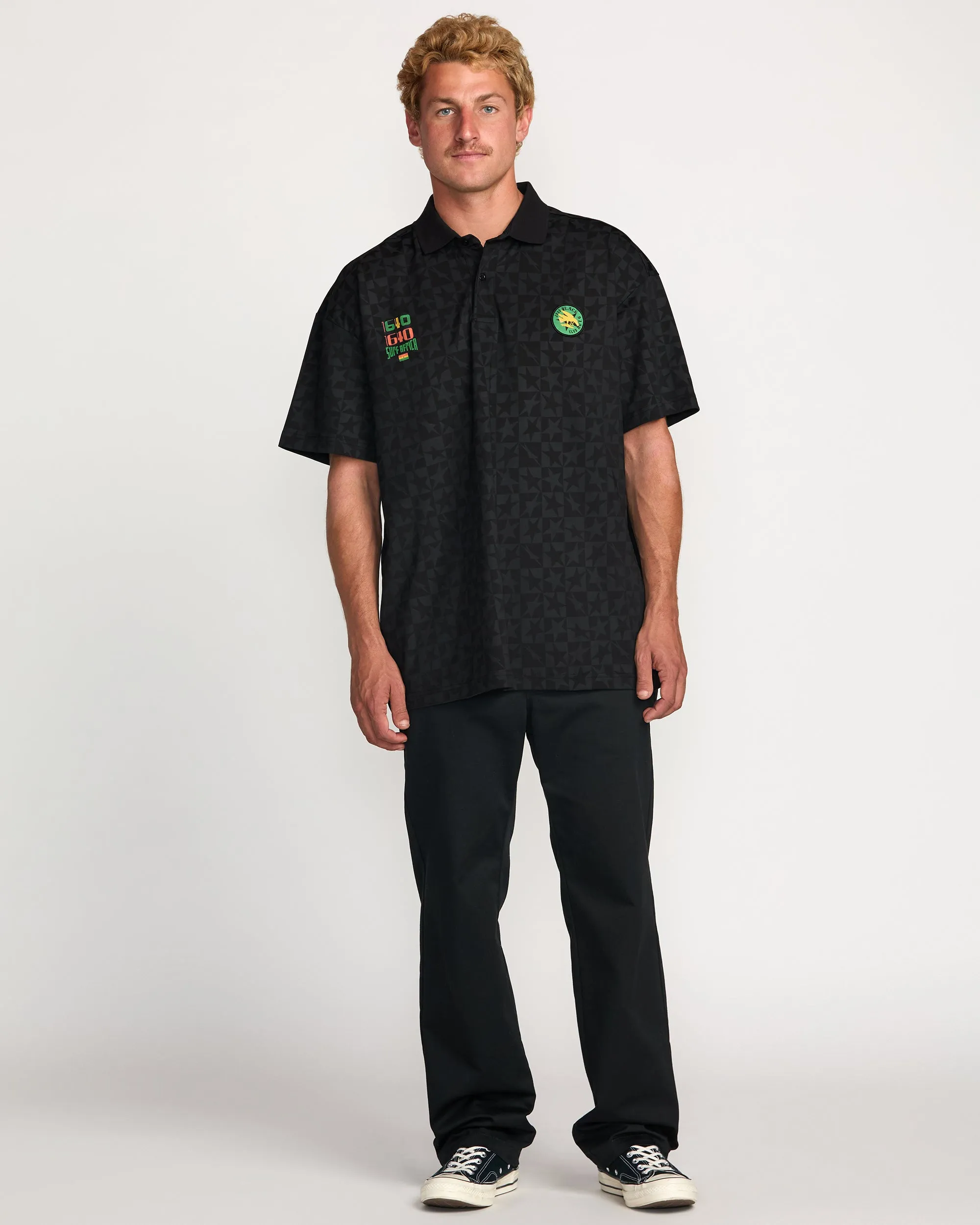 Billabong x Mami Wata Black Star Surf Club Short Sleeve Polo Shirt - Black Billabong