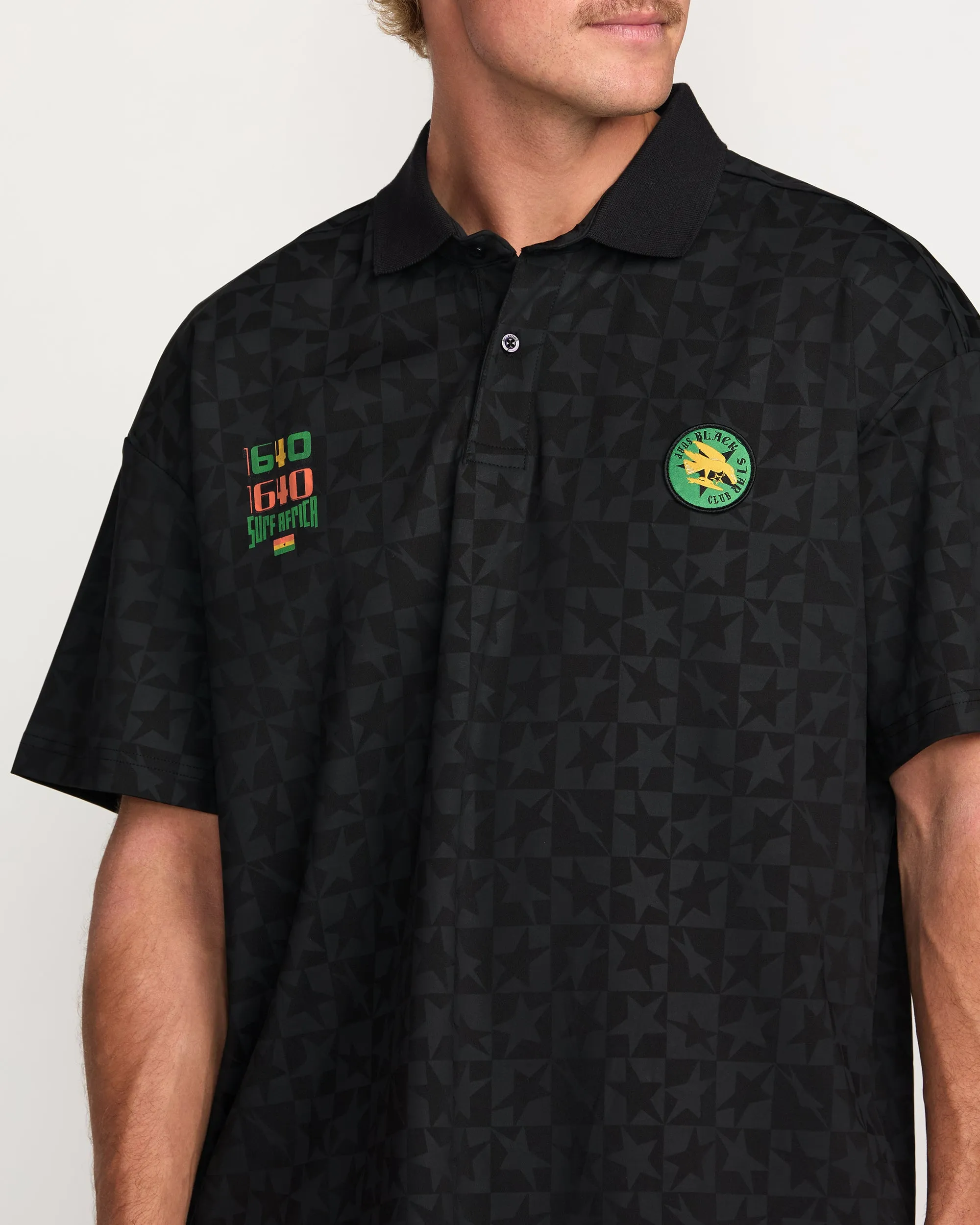 Billabong x Mami Wata Black Star Surf Club Short Sleeve Polo Shirt - Black Billabong