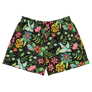 Birds Amidst Flowers Athletic Shorts