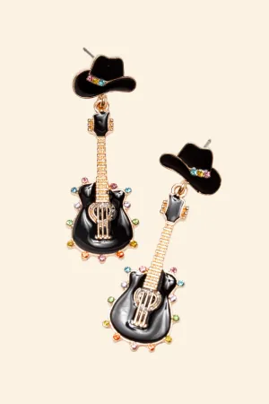 Black Guitar Earrings
