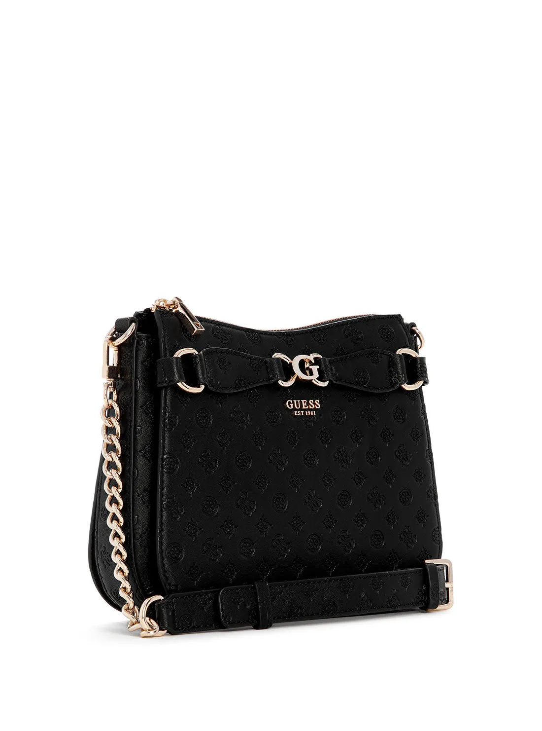 Black Logo Arlena Crossbody Hobo Bag Guess