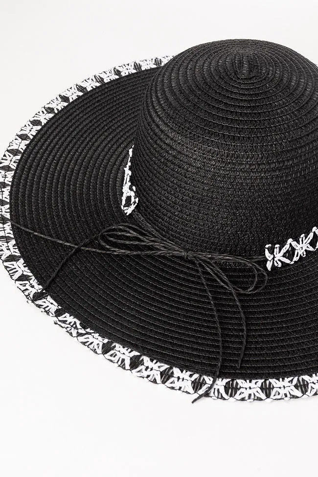 Black Stitch Brim Straw Hat