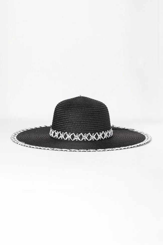 Black Stitch Brim Straw Hat