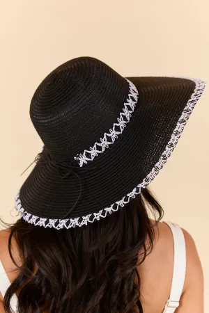 Black Stitch Brim Straw Hat