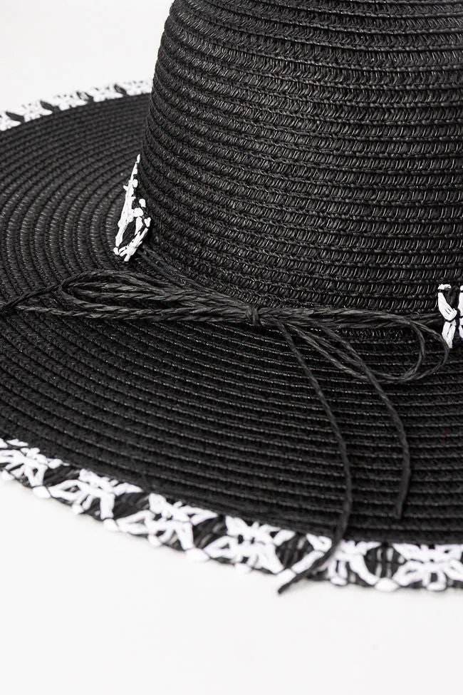 Black Stitch Brim Straw Hat