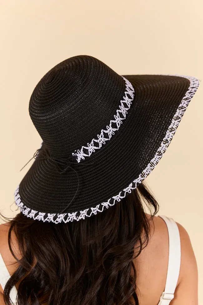 Black Stitch Brim Straw Hat
