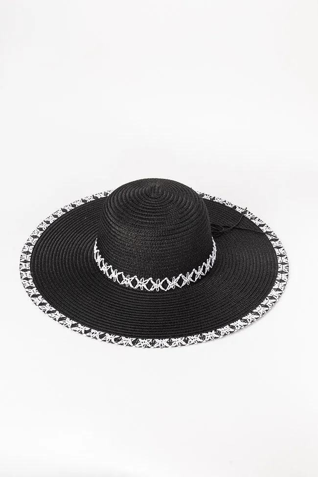 Black Stitch Brim Straw Hat