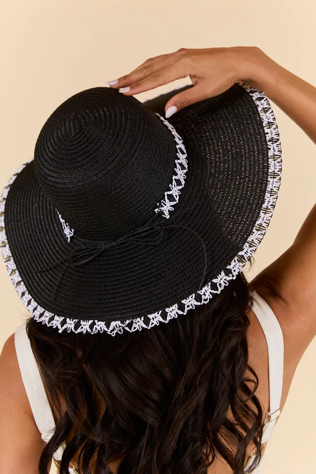 Black Stitch Brim Straw Hat