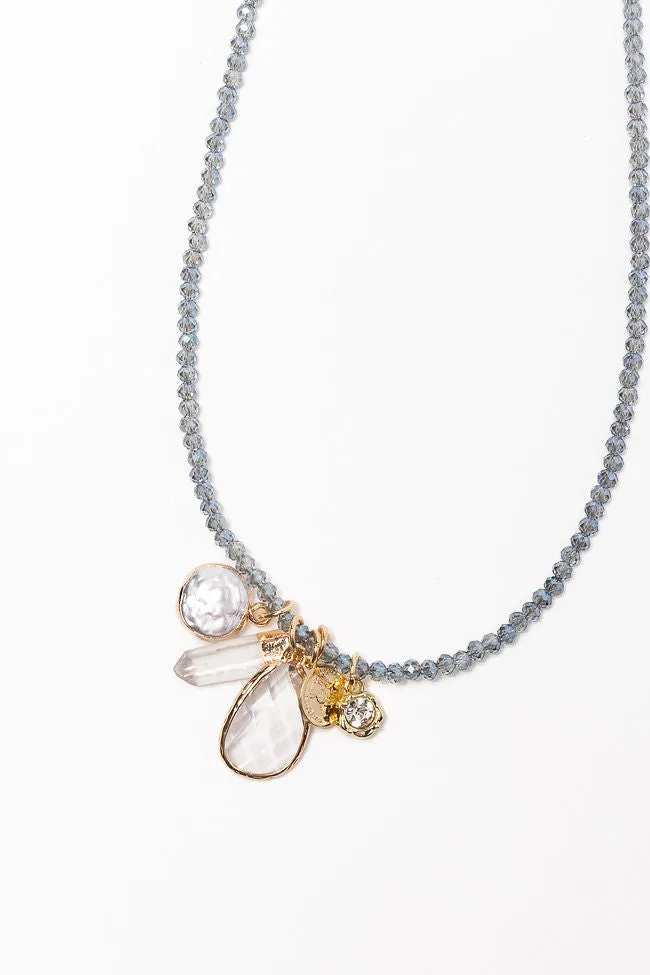 Blue beaded Multi Charm Necklace