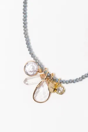 Blue beaded Multi Charm Necklace
