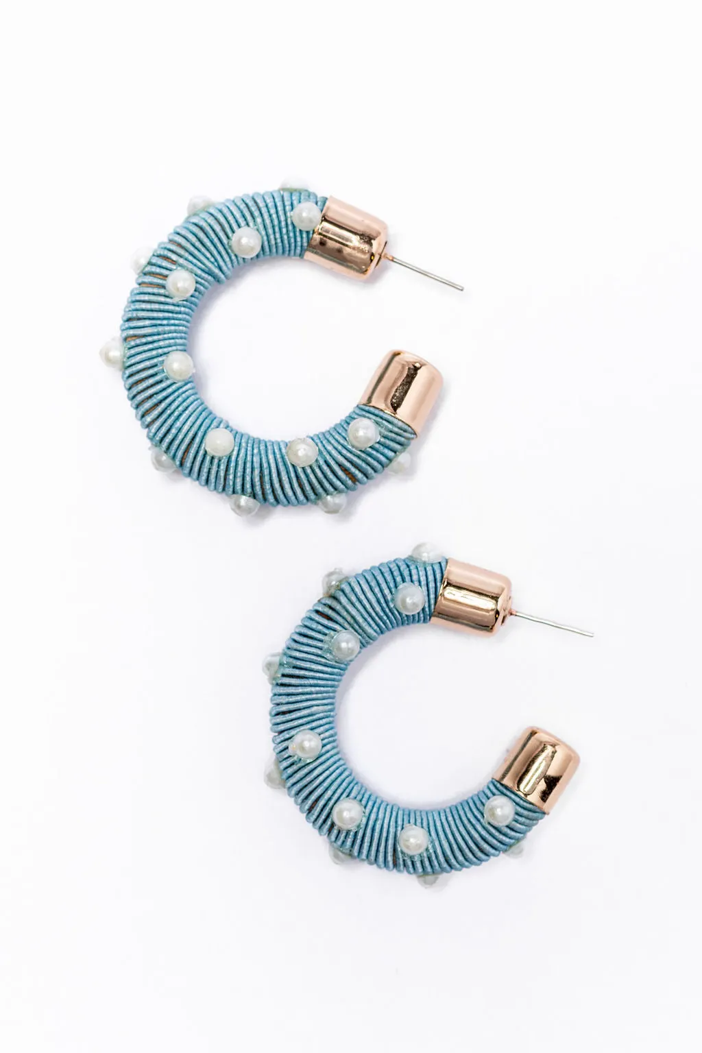 Blue Pearl Hoop Earrings