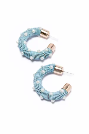 Blue Pearl Hoop Earrings