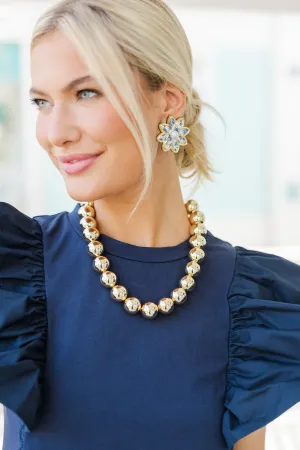 Bohemian Gemme: Polished Gold Beaded Necklace