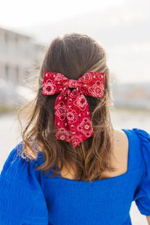 Bohemian Gemme: Red Bandana Hair Bow