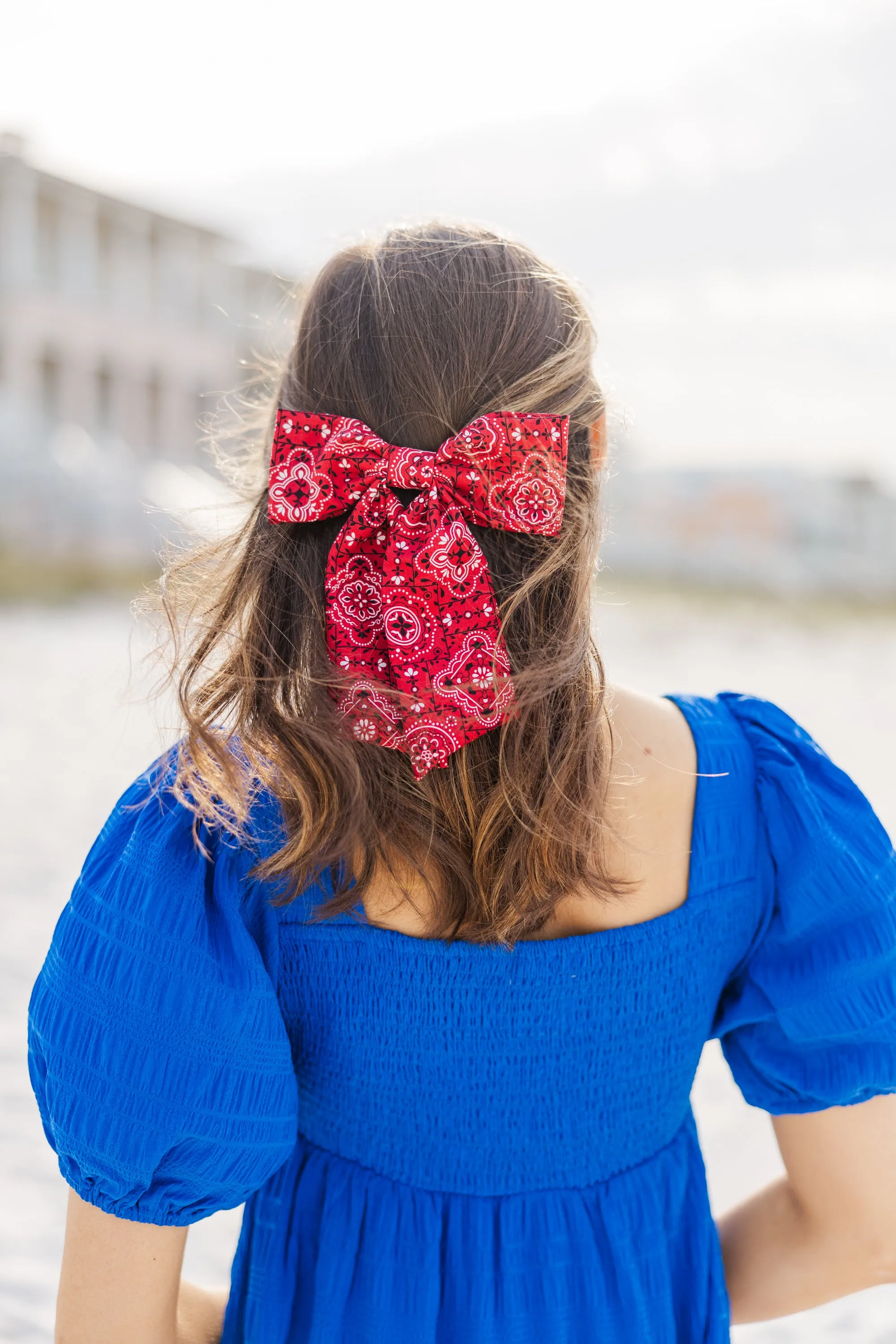 Bohemian Gemme: Red Bandana Hair Bow
