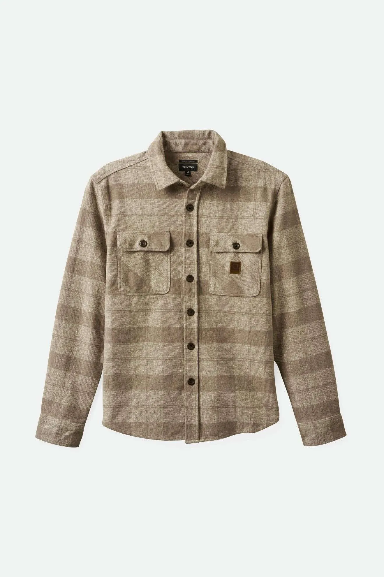 Bowery Heavyweight L/S Flannel - Off White/Cinder Grey Brixton
