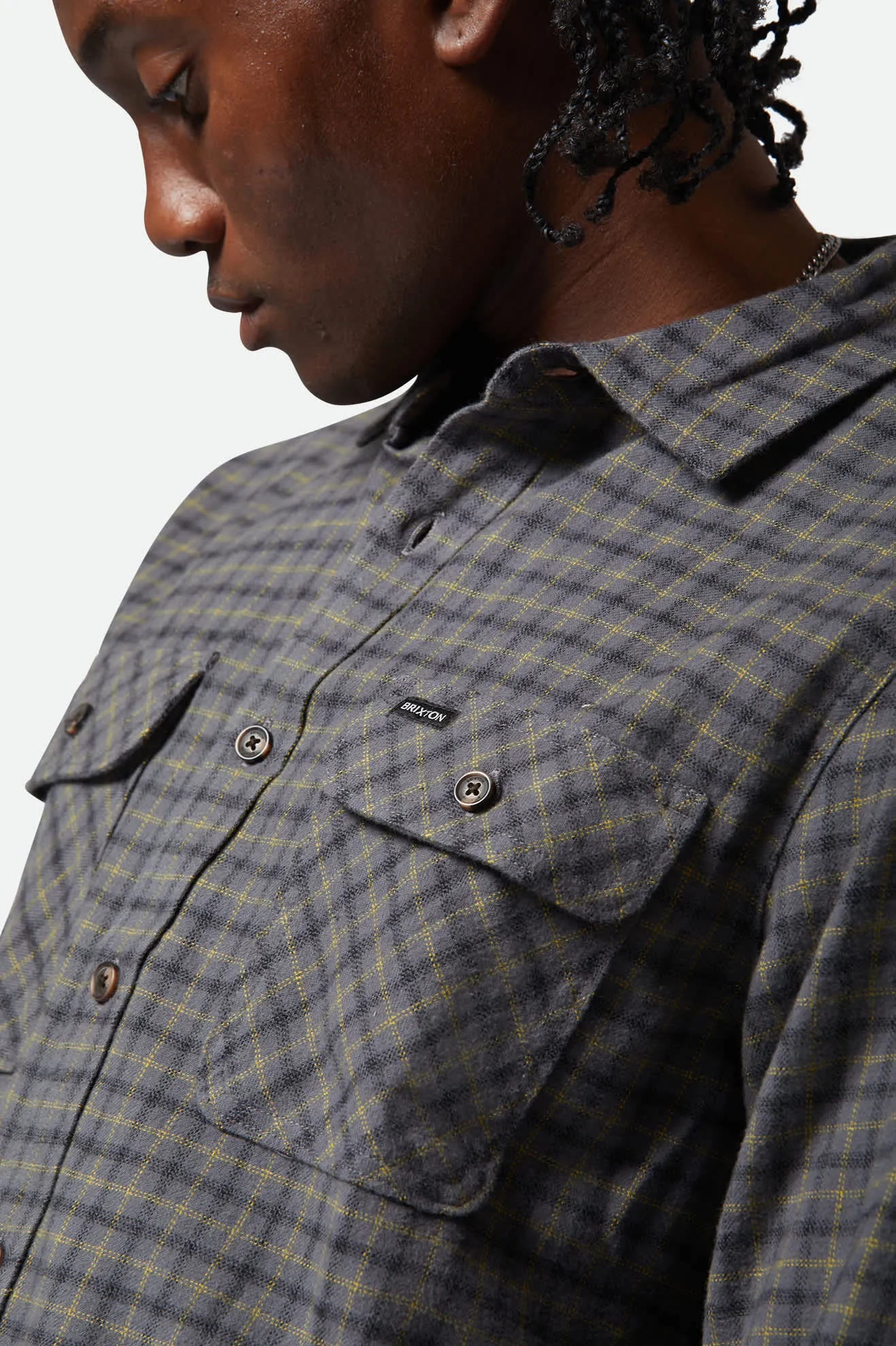 Bowery Lightweight Ultra Soft L/S Flannel - Charcoal/Ray Flower/Black Brixton