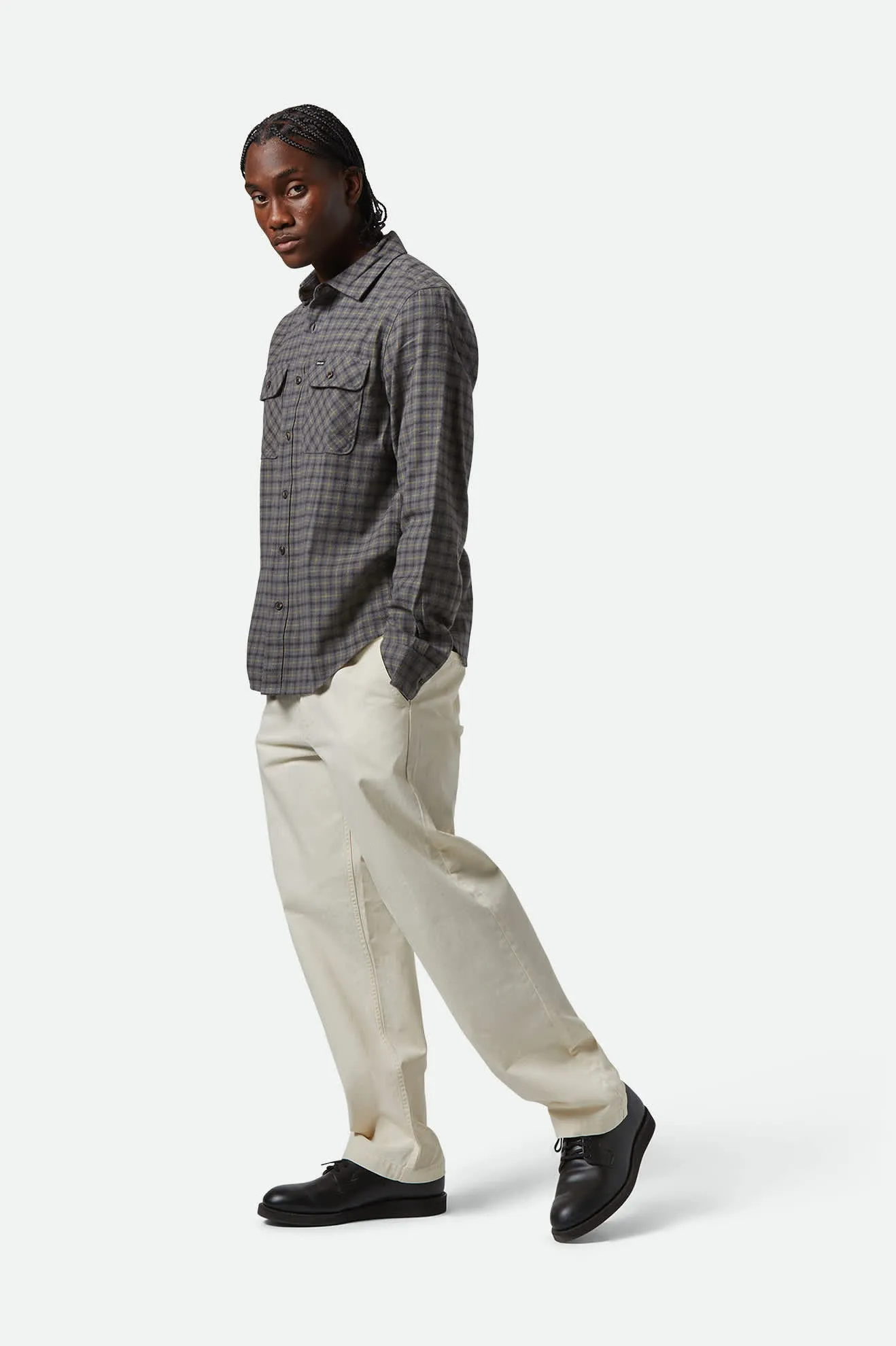 Bowery Lightweight Ultra Soft L/S Flannel - Charcoal/Ray Flower/Black Brixton