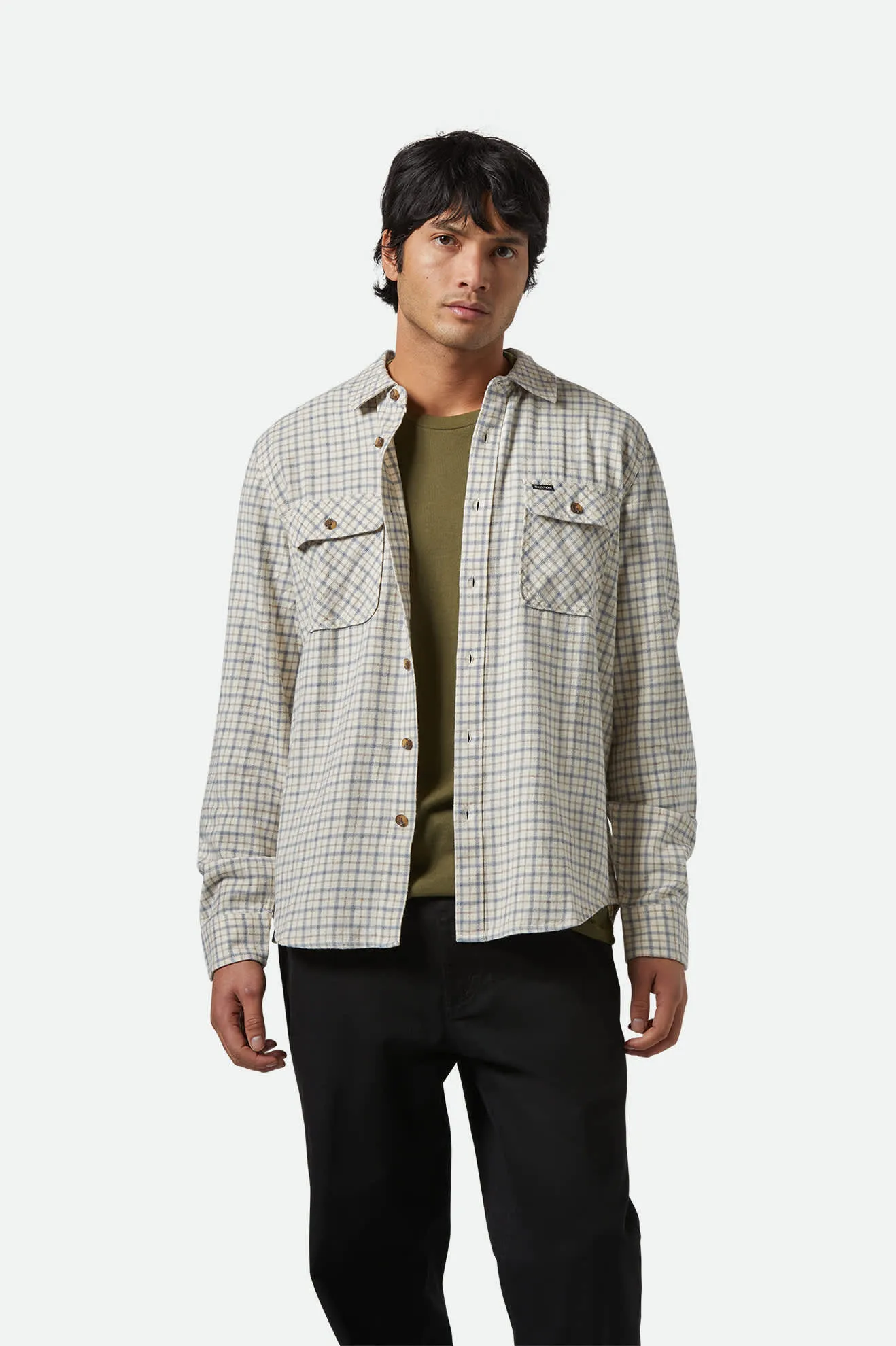 Bowery Lightweight Ultra Soft L/S Flannel - Whitecap/Basalt Brixton