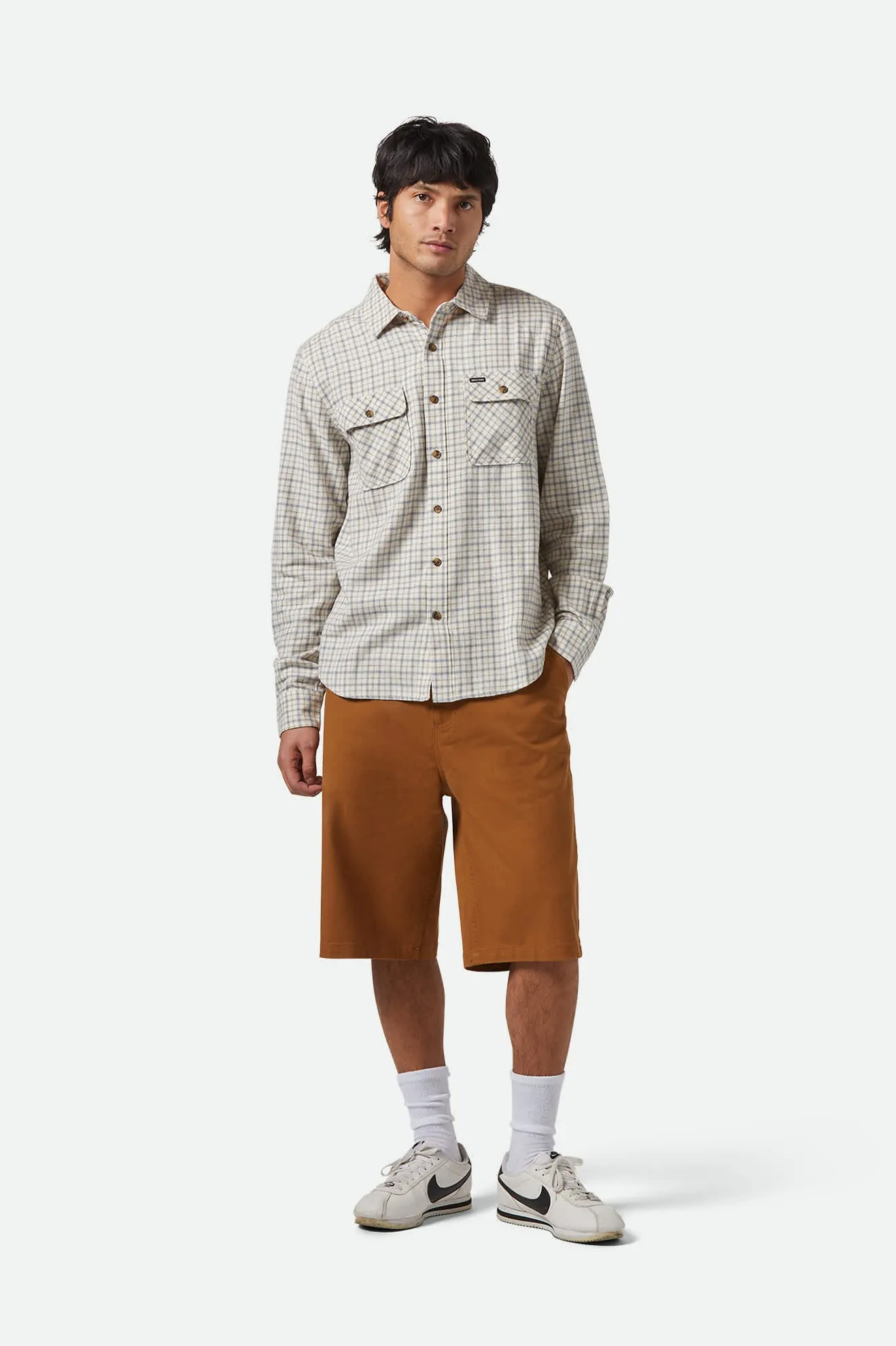 Bowery Lightweight Ultra Soft L/S Flannel - Whitecap/Basalt Brixton