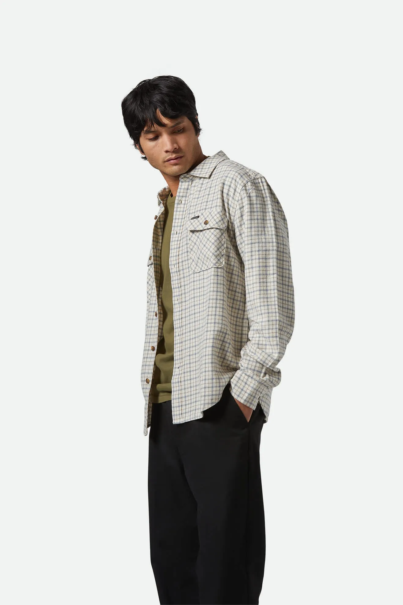 Bowery Lightweight Ultra Soft L/S Flannel - Whitecap/Basalt Brixton
