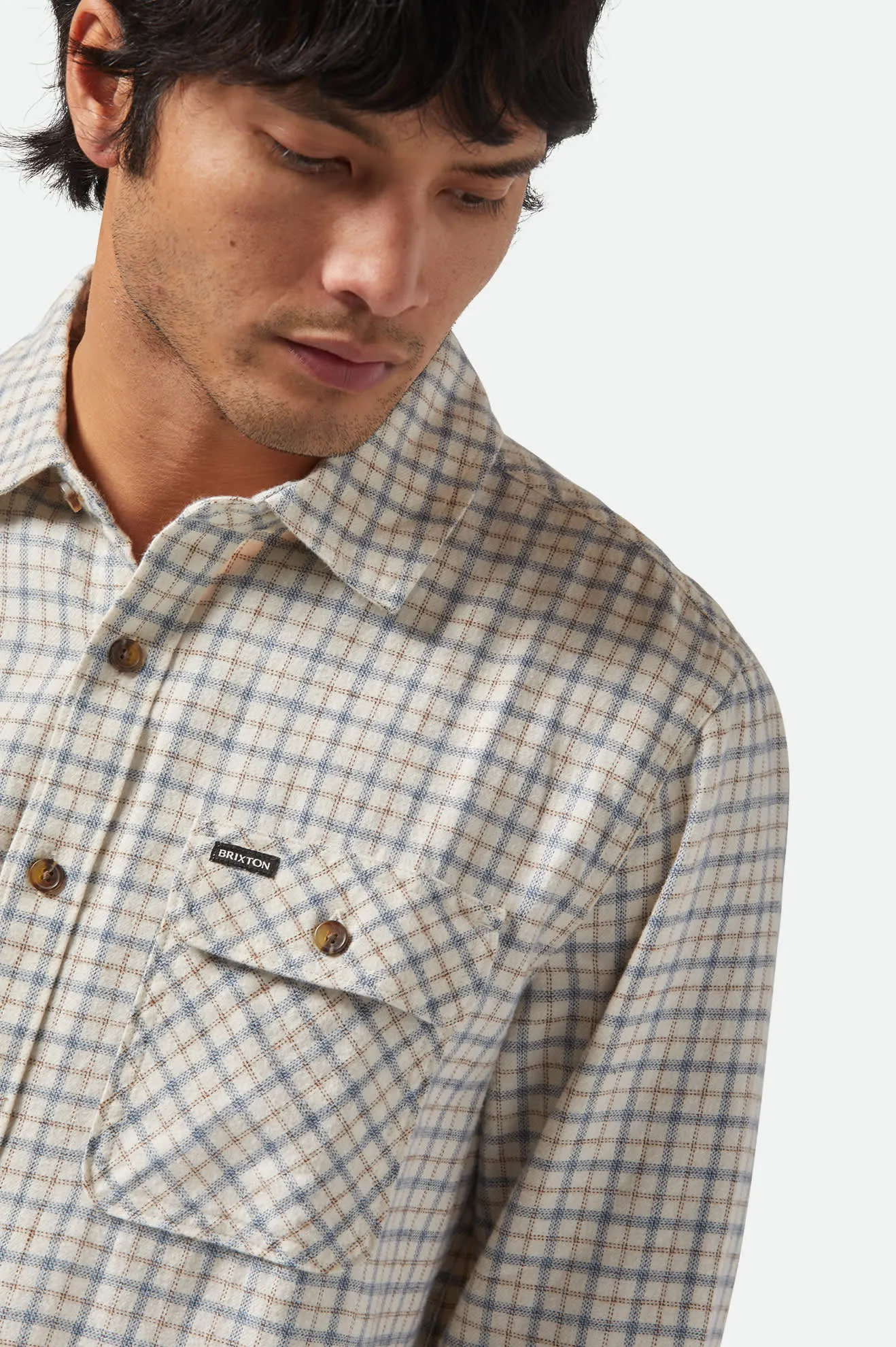 Bowery Lightweight Ultra Soft L/S Flannel - Whitecap/Basalt Brixton