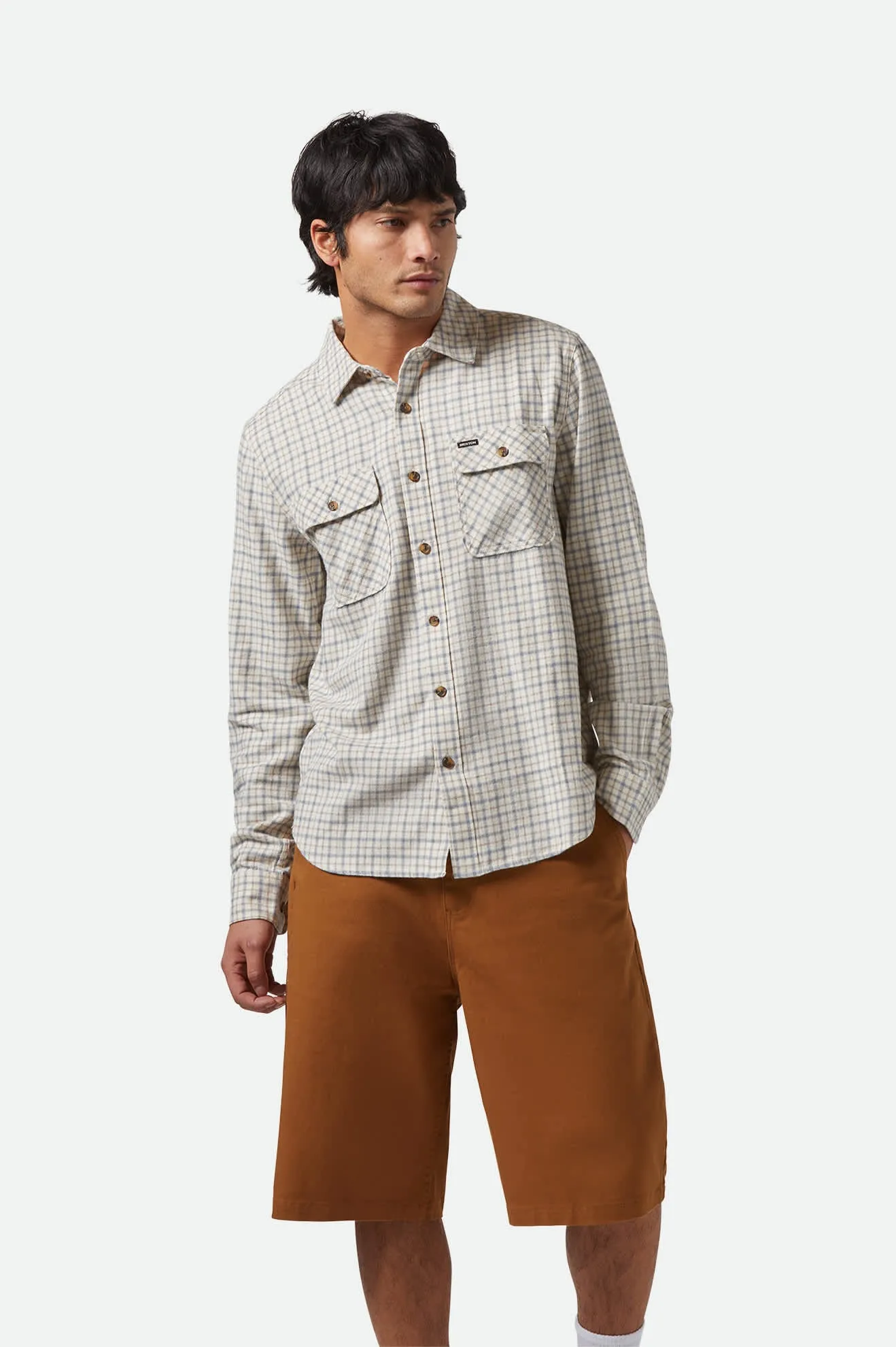Bowery Lightweight Ultra Soft L/S Flannel - Whitecap/Basalt Brixton