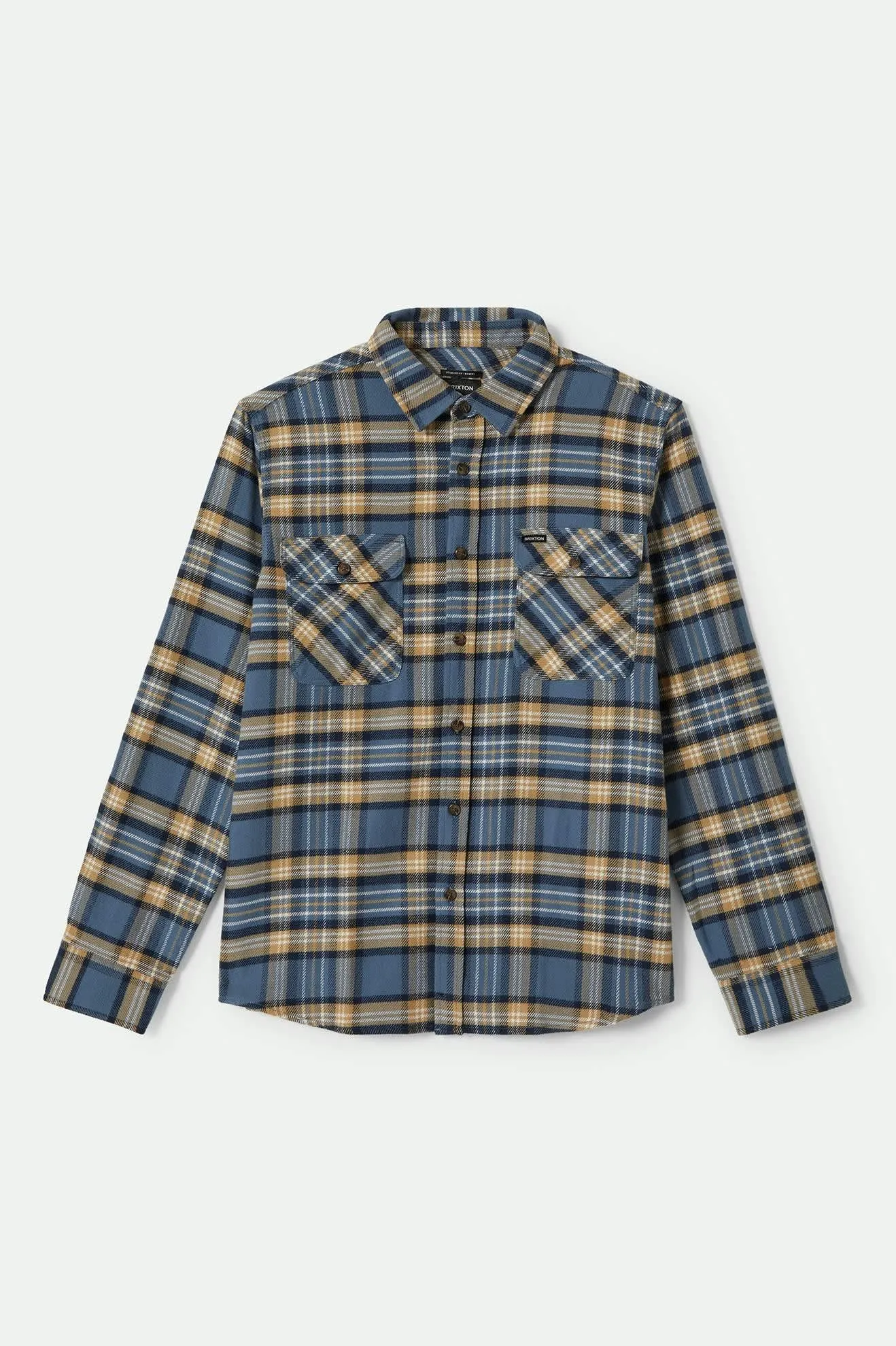 Bowery L/S Flannel - Azure Blue/Washed Navy/Sand Brixton