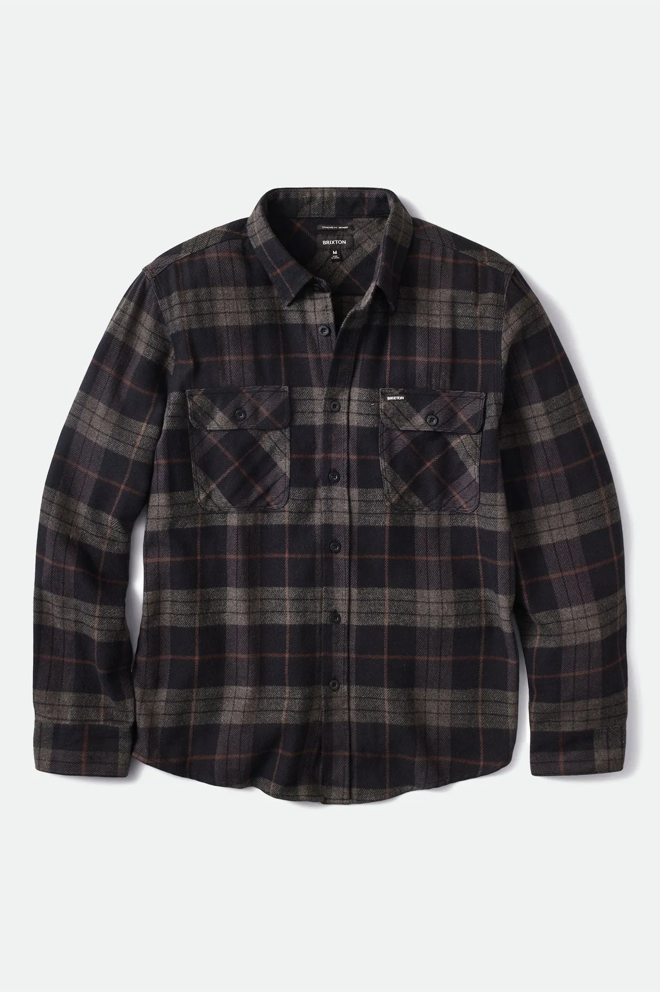 Bowery L/S Flannel - Black/Charcoal Brixton