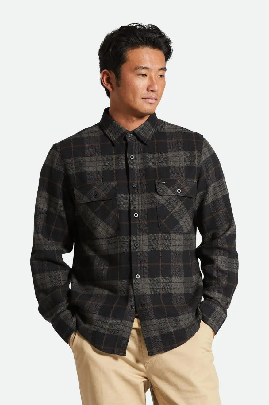 Bowery L/S Flannel - Black/Charcoal Brixton