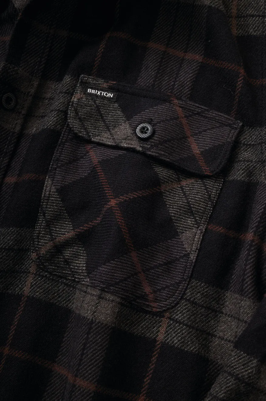 Bowery L/S Flannel - Black/Charcoal Brixton