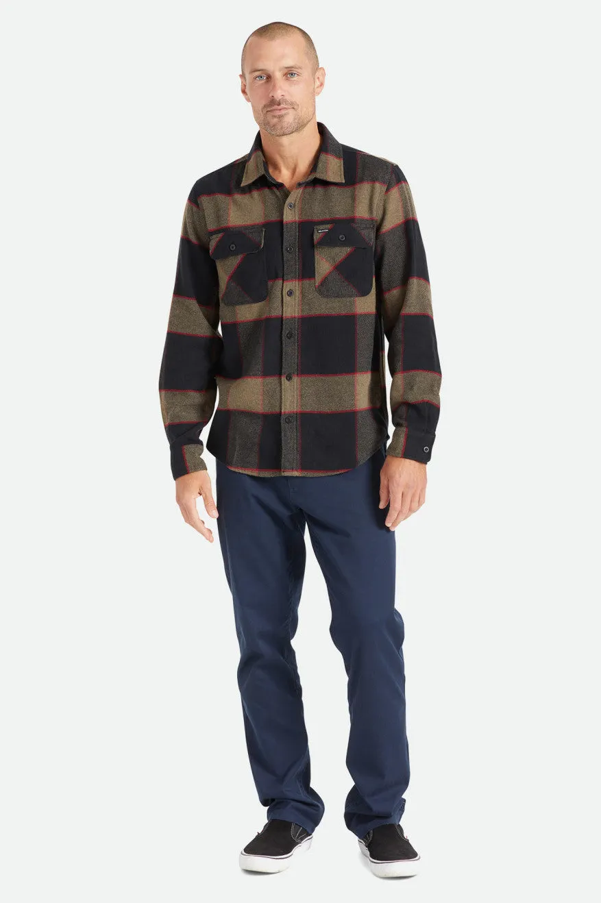 Bowery L/S Flannel - Heather Grey/Charcoal Brixton